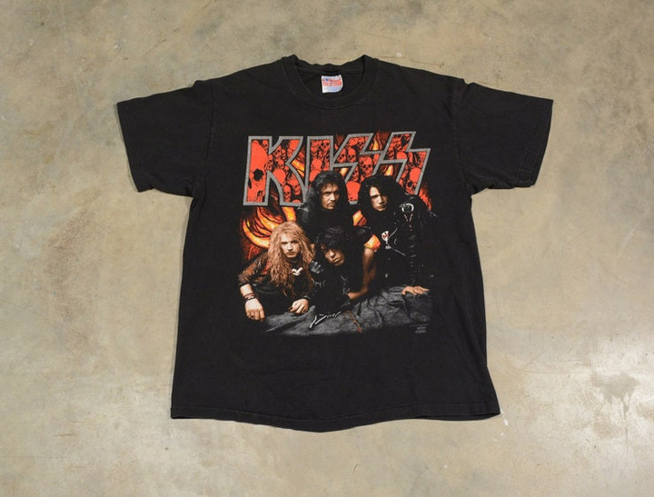 vintage 90s KISS revenge tour t shirt rock concert tee shirt 1990 Rock Eagle 100 cotton Hanes Ultraweight ML