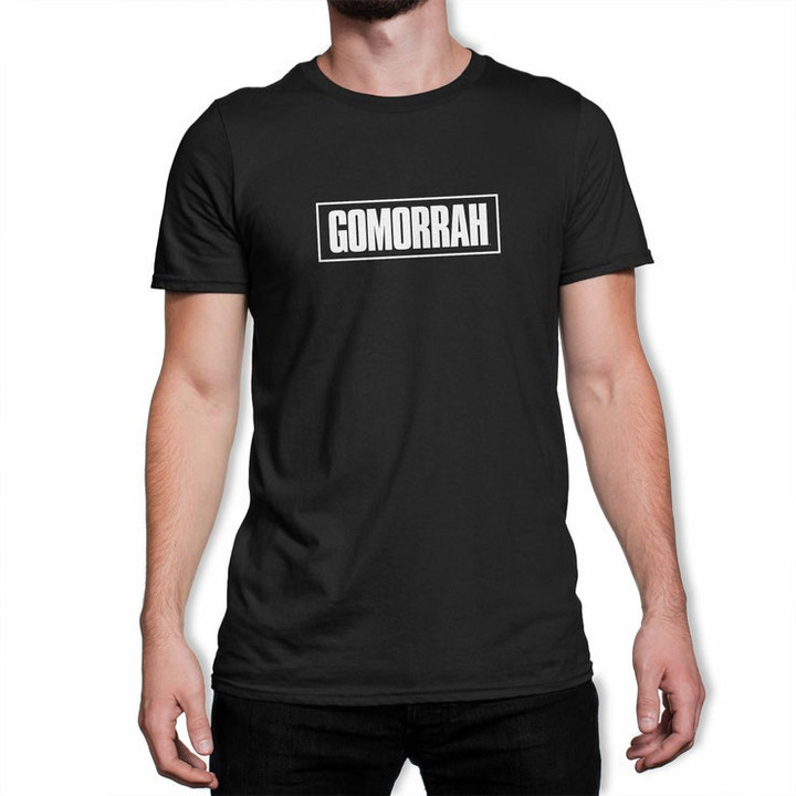 Gomorrah Classic White Logo Mens Black T Shirt