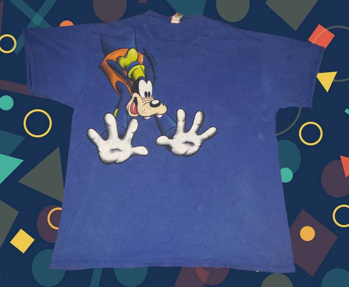 Vintage 1990s Walt Disney Designs Goofy Tshirt d Graphic Crewneck Size OSFA XL Made in USA