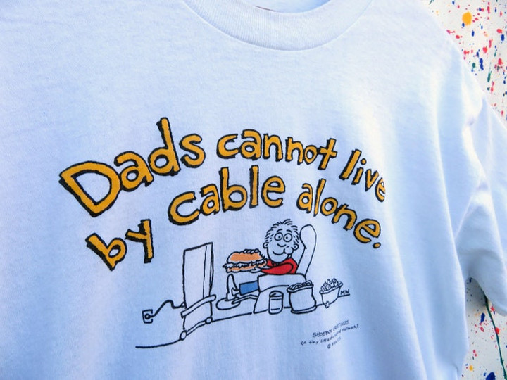 Vintage Dads Cannot live by Cable Alone T shirt White XL