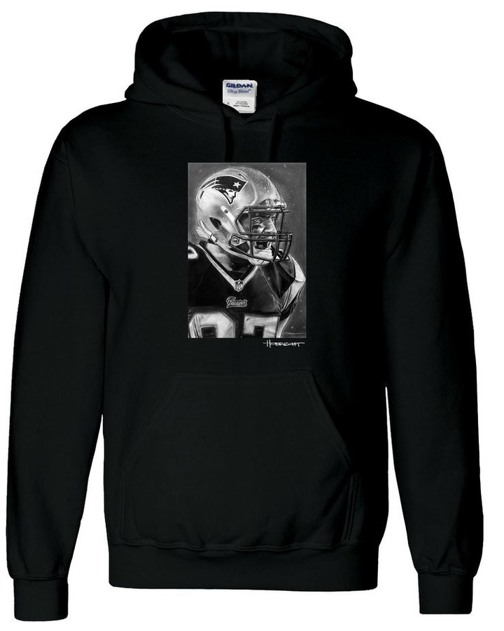 New England Patriots Helmet Gronk Pullover Hoody with Art by Topps Artist Dave Hobrecht