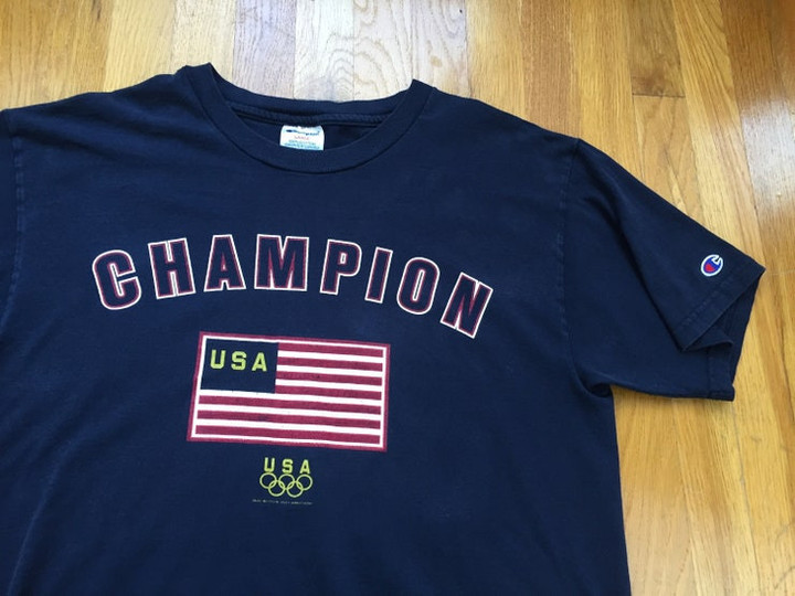 Vintage Champion USA tshirt 90s champion shirt champion flag tee champion olympics