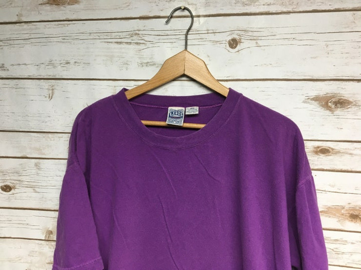 Vintage 90s Womens Levis t shirt oversized slouchy big wide crop top tee Purple cotton tshirt Levis Jeans   One size fits most