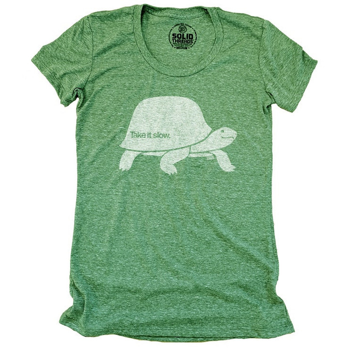 Womens Take It Slow Vintage Inspired T shirt Retro Nature Tee Funny Animal Shirt Cool Turtle Graphic Tee