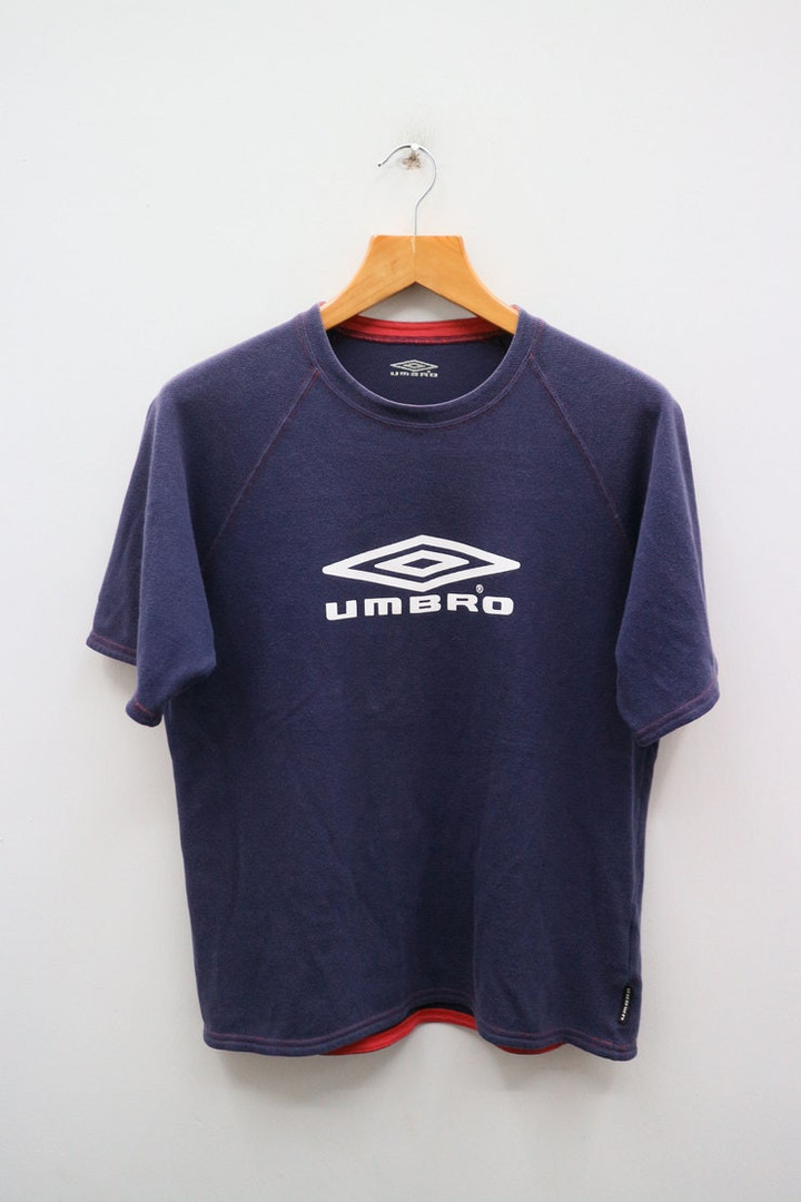 Vintage UMBRO Big Spell Small Logo Sportswear Blue Tee T Shirt