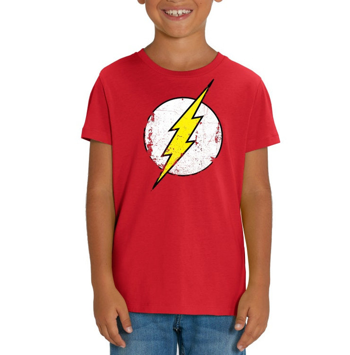 The Flash Distressed Logo Childrens Unisex Red T Shirt