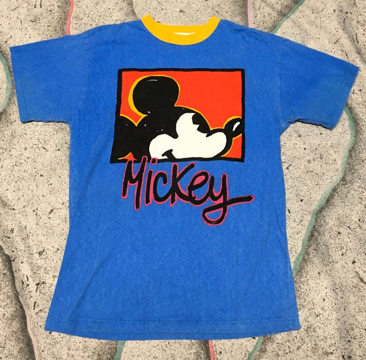 Vintage Mickey Mouse Shirt Size Medium Short Sleeve Front and Back Graphic
