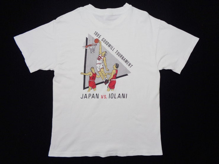 Iolani Basketball Shirt Vintage Iolani Basketball Goodwill Tournament 90s Japan vs Iolani Match Made In USA Tee T Shirt Size L