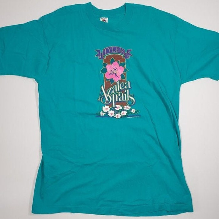 Vintage 1992 Tyler Texas Azalea Trails Single Stitch Graphic Tee Shirt 90s Tourist Souvenir Destination Travel T Shirt Floral Mens XXL