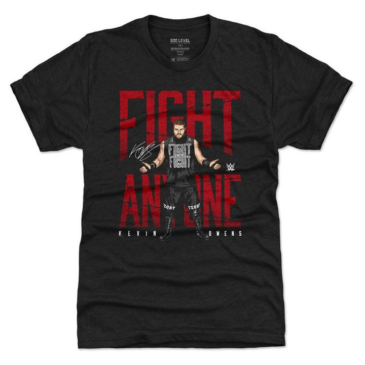 Kevin Owens Mens Premium T Shirt   Superstars WWE Kevin Owens Fight Anyone WHT