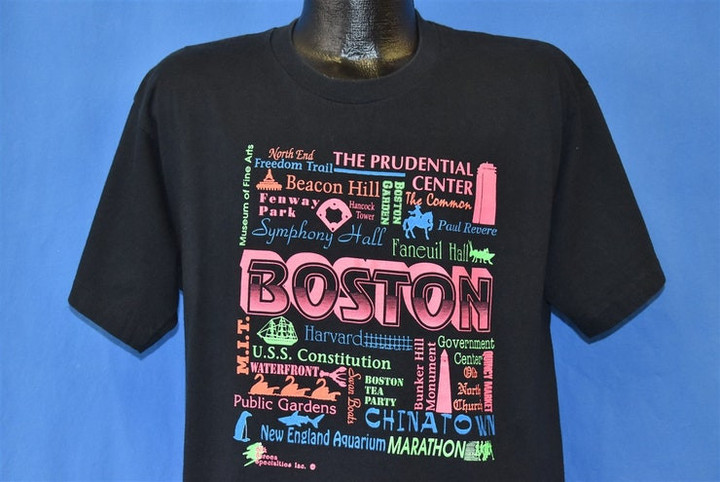 80s Boston Massachusetts New England Neon Tourist t shirt Large Vintage Tee