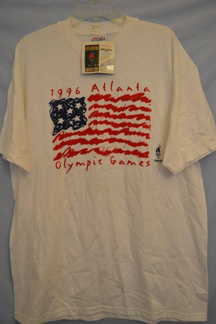 NWT Vintage 1996 Atlanta Centennial Olympics T Shirt Flag Stars  Stripes XL