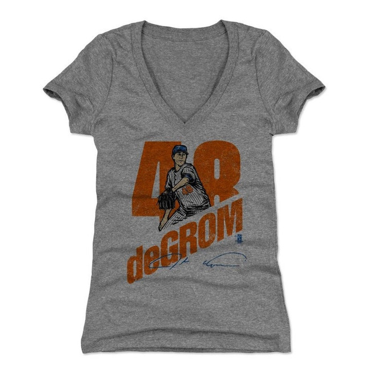 Jacob deGrom Womens V Neck T Shirt   New York M Baseball Jacob deGrom Cut O