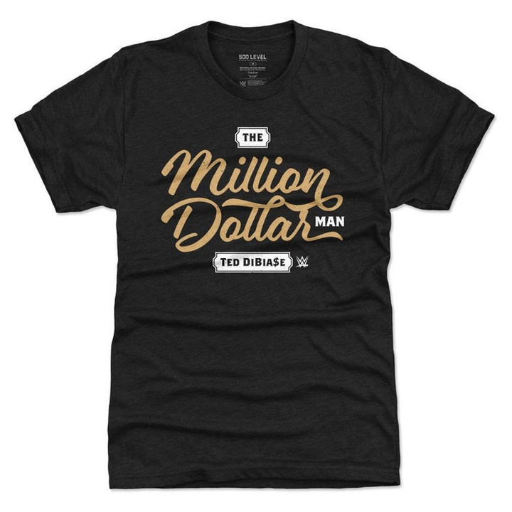 Ted DiBiase Mens Premium T Shirt   Legends WWE Ted DiBiase Million Dollar Man Font WHT