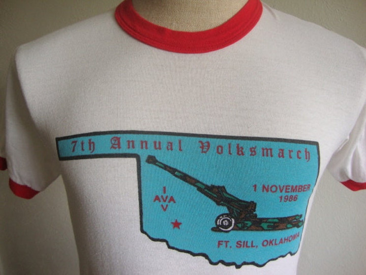 Vintage 80s 7th Annual Volksmarch Ft Sill Oklahoma T Shirt Size S