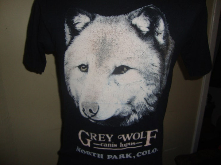 Vintage 90s Grey Wolf Canis Lupus North Park Colorado T Shirt Size S