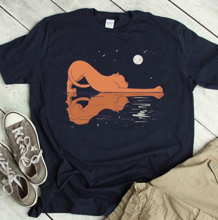Guitar Shirt Cat Lover Music Lover Music Cat Tee Band Player Clothing Moon and Cat Short Sleeve Unisex T Shirt