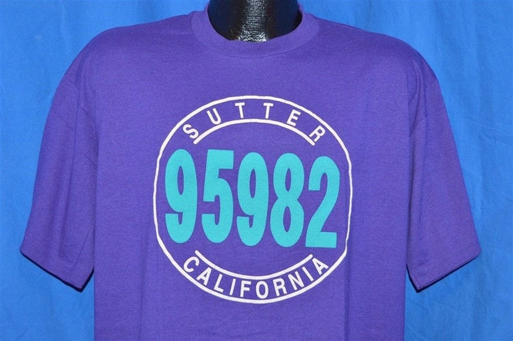 90s Sutter California 95982 Beverly Hills 90210 Spoof Purple Vintage t shirt Extra Large