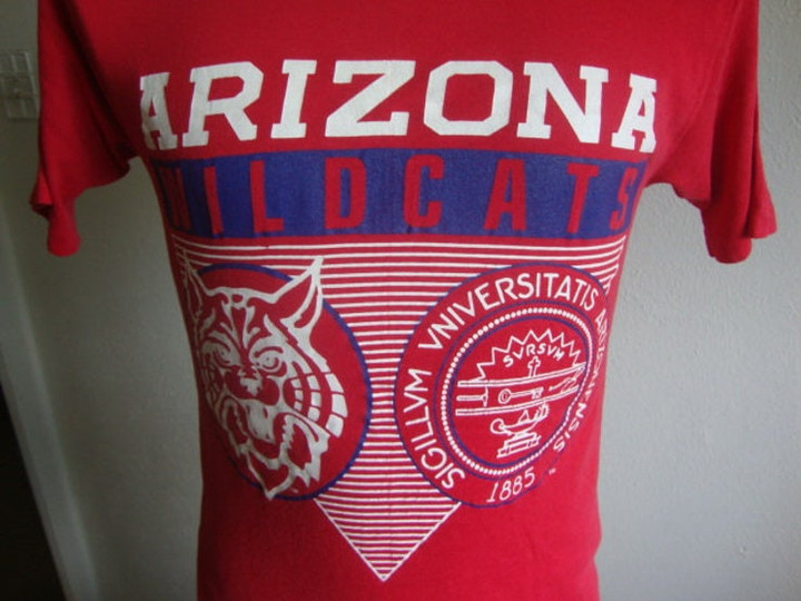 Vintage 80s Arizona WildcatsSigillum Universitatis Arizonensis Red T Shirt Size S