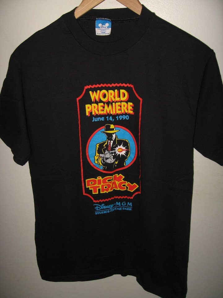 Dick Tracy Tee   Disney MGM Studios 1990 Movie Warren Beatty USA T Shirt Large