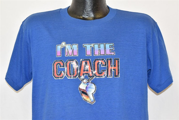 80s Im the Coach Buffy Glitter Iron On Whistle Funny t shirt Large