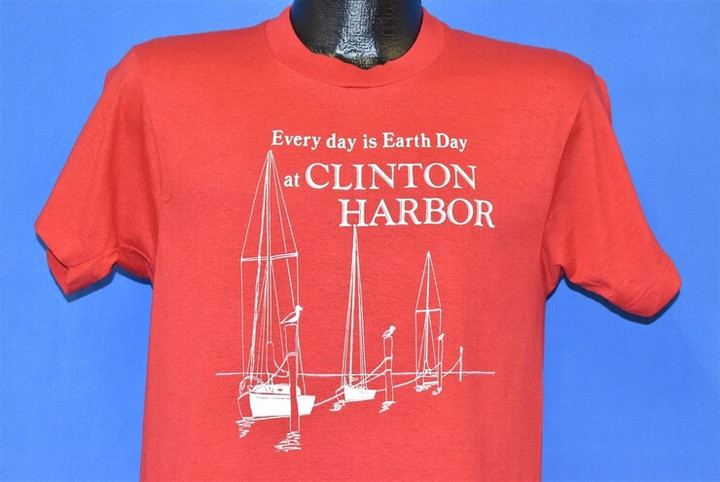90s Earth Day Clinton Harbor 1990 t shirt Medium