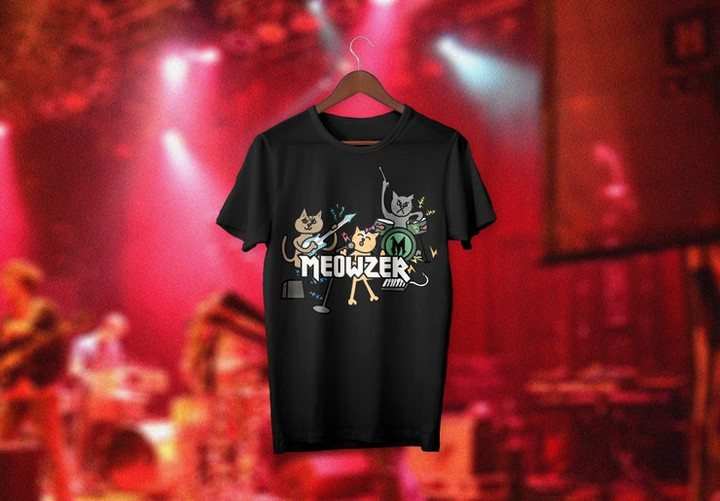 MEOWZER Cat Band t shirt Gift for hipsters music lovers concert goers funny cute kittens fake band name meowzers music T Shirt