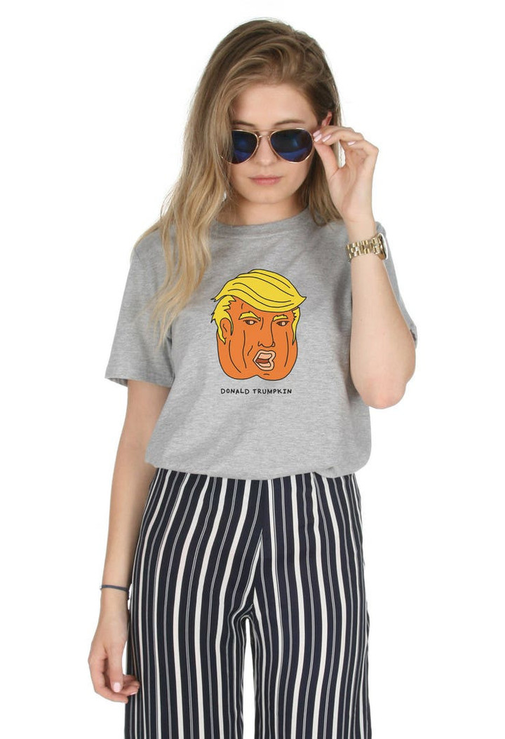 Donald Trumpkin Halloween T shirt Top Shirt Tee Fashion Funny Trump Pumpkin USA