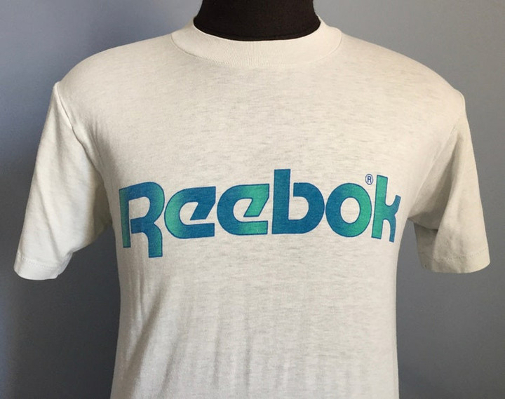 80s Vintage Reebok shoes athletic sports T Shirt   MEDIUM