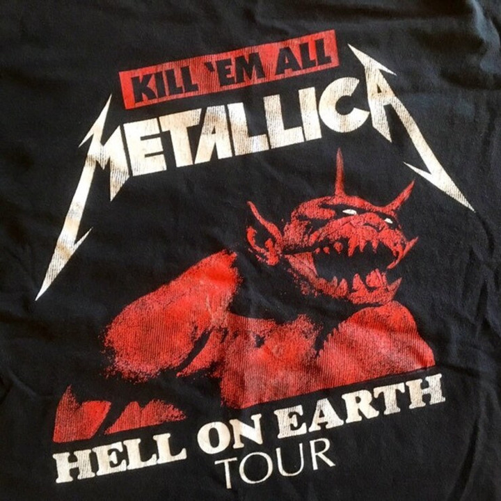 Vintage 1984 Metallica Cancelled Hell On Earth UK Tour Tee Kill Em All For One RARE Large Extra Large