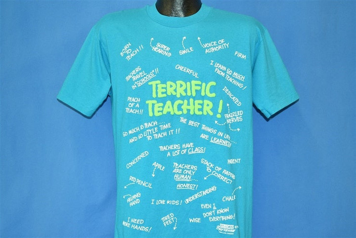 80s Terrific Teacher Funny t shirt Large