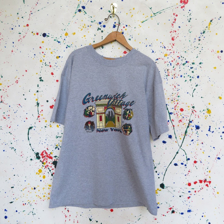 Vintage 90s Greenwich Village T shirt Gray XL