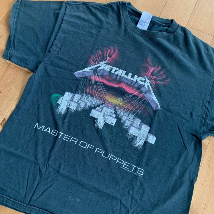 Late 90s Metallica Master of Puppets Album T shirt Vintage 1990s Concert Tee American Heavy Metal Band Music Streetwear Elektra Records