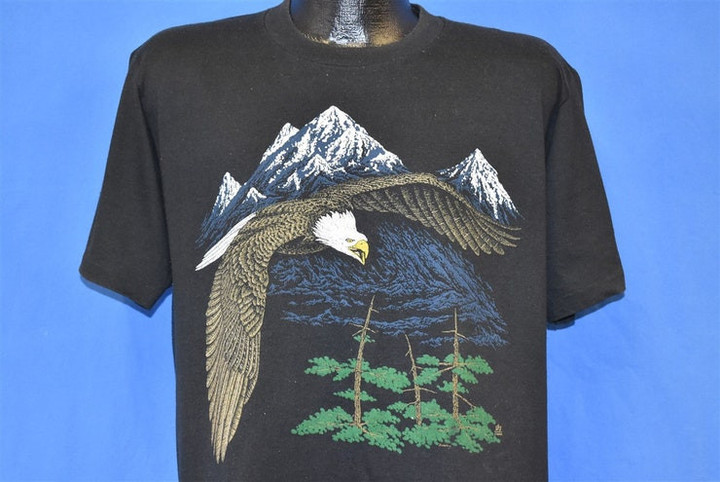 80s Bald Eagle Flying Mountains Soft t shirt Large