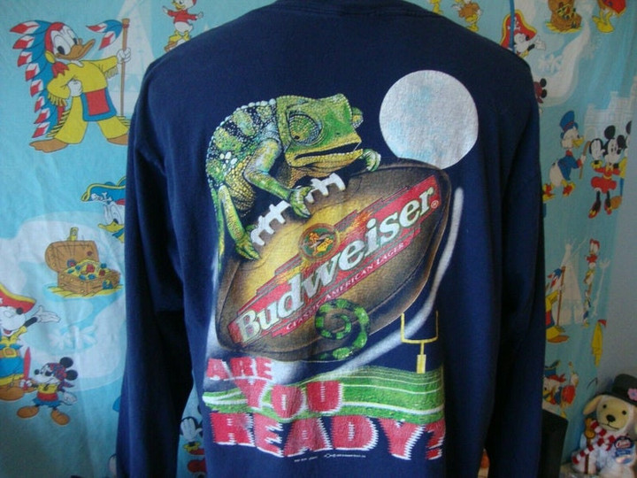Vintage 90s Budweiser Lizards Are You Ready NFL Football T Shirt XL