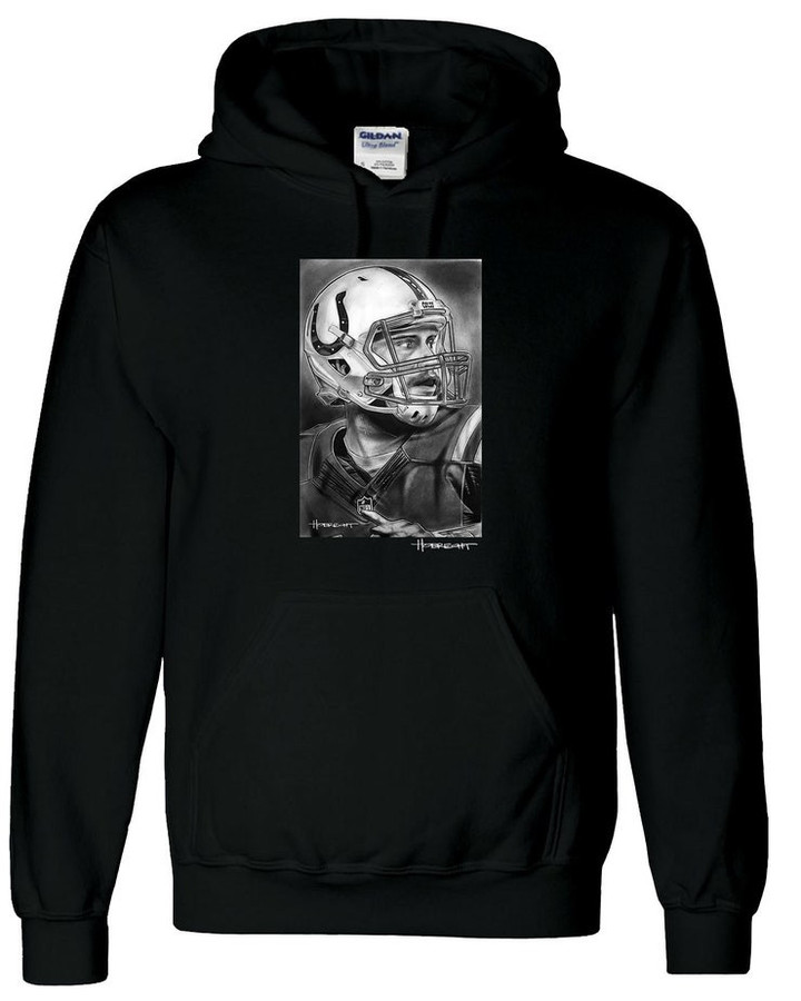 Indianapolis Colts Helmet Andrew Luck Pullover Hoody with Art by Topps Artist Dave Hobrecht