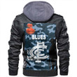 Carlton Blues Anzac Day New - Football Team Zipper Leather Jacket | Rugbylife.co
