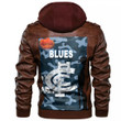 Carlton Blues Anzac Day New - Football Team Zipper Leather Jacket | Rugbylife.co
