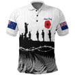 New Zealand Anzac Day Silhouette Soldier Polo Shirt