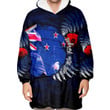 (Custom) New Zealand Anzac Day Poppy Oodie Blanket Hoodie | Rugbylife.co
