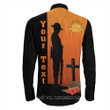 Rugbylife Clothing - (Custom) Anzac Day Lest We Forget Soldier Standing Guard Long Sleeve Button Shirt