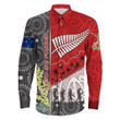 Rugbylife Clothing - (Custom) Australia Indigenous & New Zealand Maori Anzac (Red) Long Sleeve Button Shirt