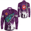 Rugbylife Clothing - New Zealand Anzac Walking In The Sun Purple Long Sleeve Button Shirt | Rugbylife.co
