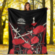 Rugbylife Blanket - (Custom) Anzac Day Camouflage Poppy & Barbed Wire Premium Blanket