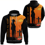 Anzac Day Lest We Forget Soldier Standing Guard Hoodie  | Rugbylife.co
