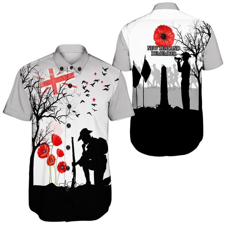 New Zealand Anzac Lest We Forget Remebrance Day White Short Sleeve Shirt | Rugbylife.co
