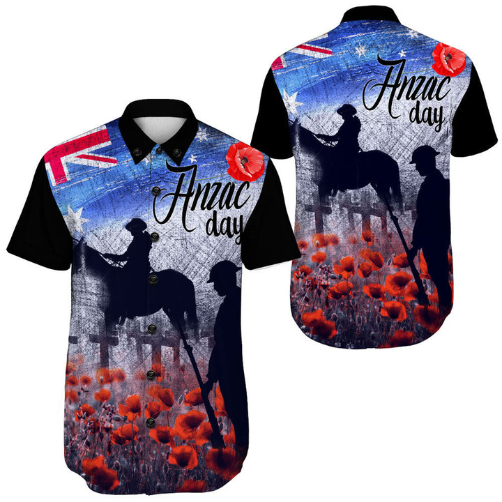 Anzac Day Lest We Forget Vintage Poppies Short Sleeve Shirt | Rugbylife.co
