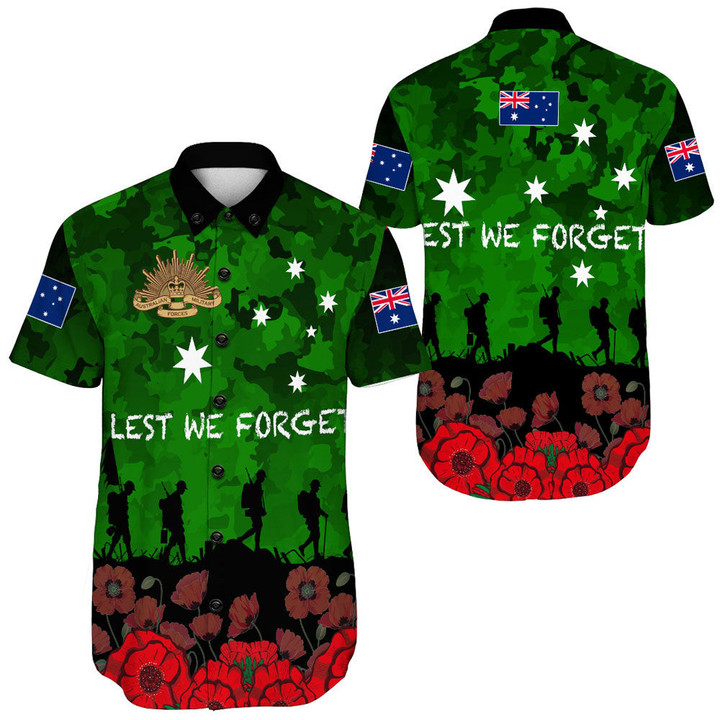 Australia Anzac Day Camouflage & Poppy Short Sleeve Shirt | Rugbylife.co
