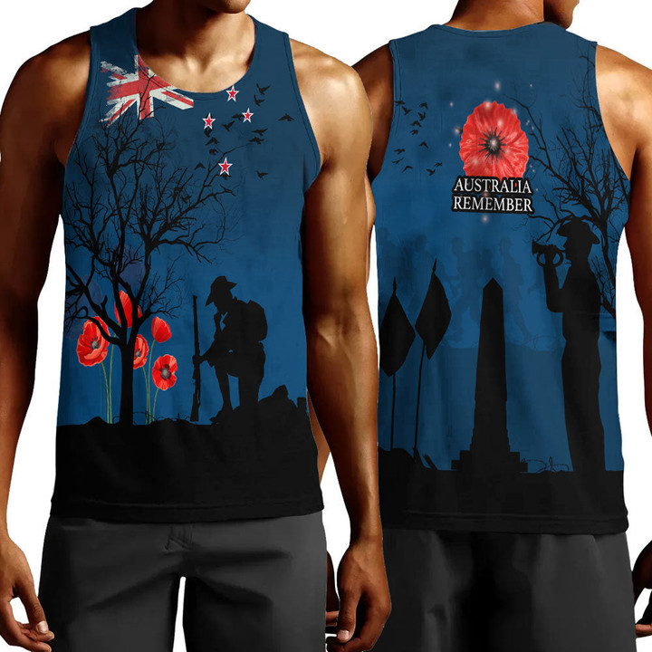 Rugbylife Clothing - New Zealand Anzac Lest We Forget Remebrance Day Men Tank Top | Rugbylife.co
