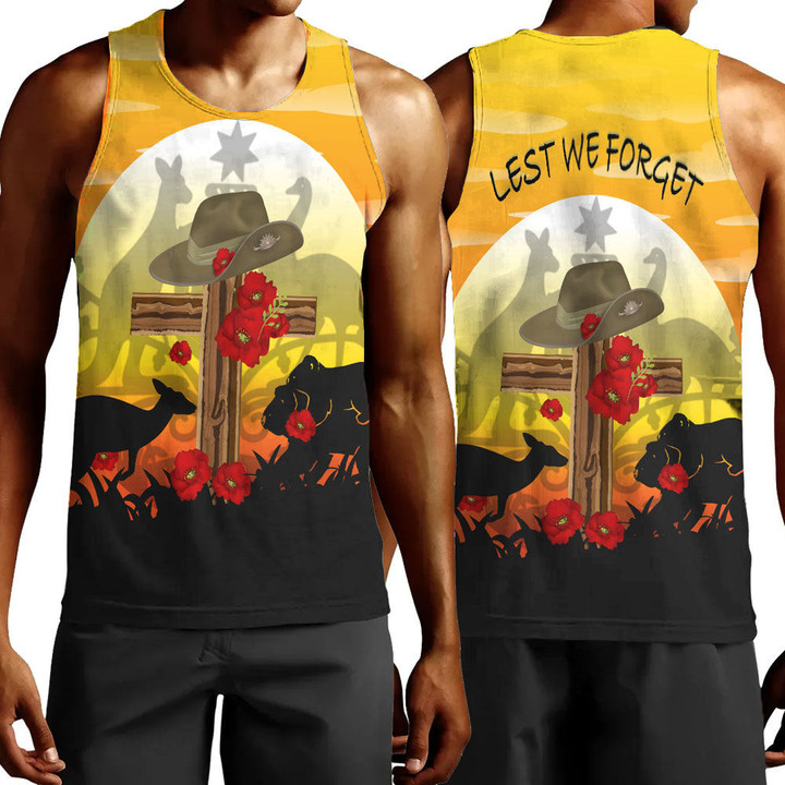 Rugbylife Clothing - Anzac Day Lest We Forget Animal Men Tank Top | Rugbylife.co
